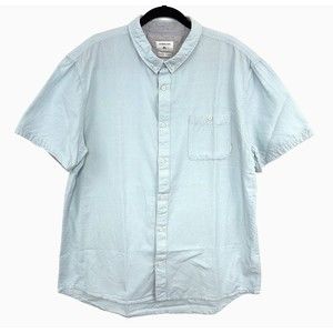 Quiksilver Waterfalls Short Sleeve Shirt Mens XL Modern Fit 100% Cotton Blue